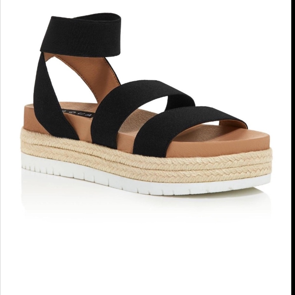 AQUA Black Tali Platform Espadrille Sandals Size 7.5